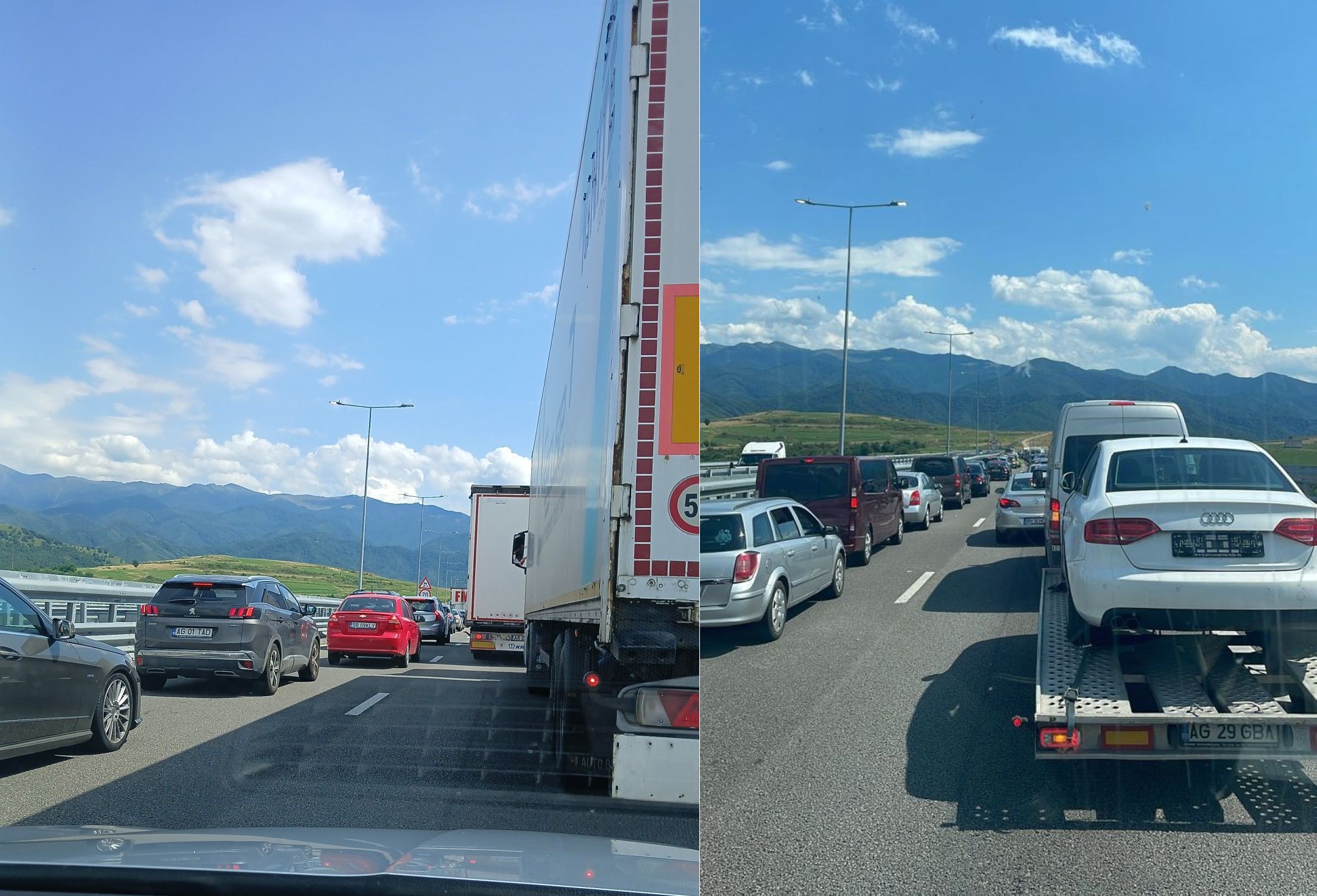 Blocaje de circulație pe DN 7 în zona pasajului de la Valea Oltului din cauza restricțiilor