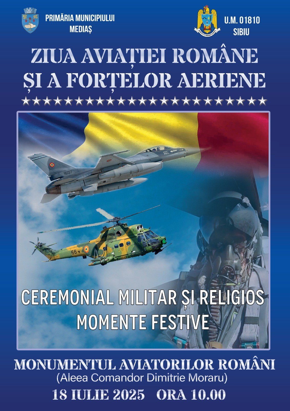 Ziua Forțelor Aeriene va fi sărbătorită la Mediaș printr-un ceremonial militar și religios