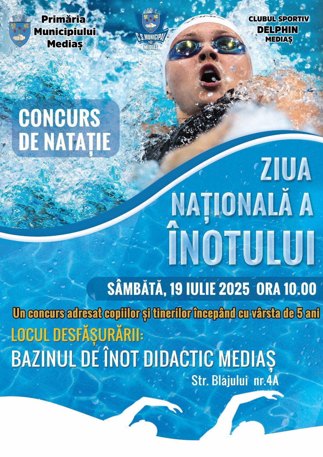 Concurs de înot pentru copii și tineri la Mediaș, de Ziua Națională a Înotului