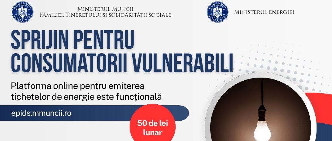 Tichete electronice de energie pentru consumatorii vulnerabili din Sibiu: cererile se depun din 28 august
