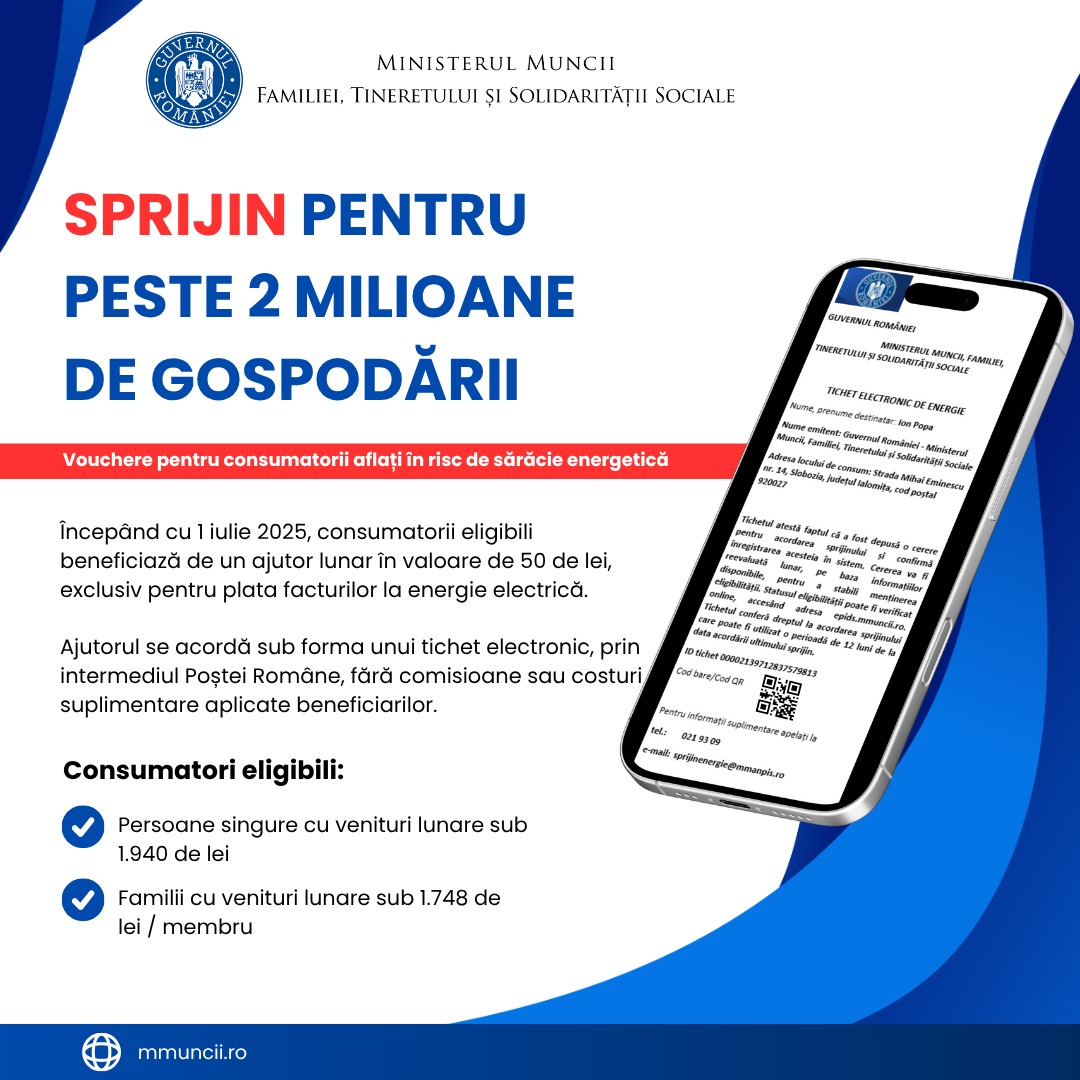 Sibienii cu venituri reduse își pot depune cererile pentru acordarea tichetului electronic de energie