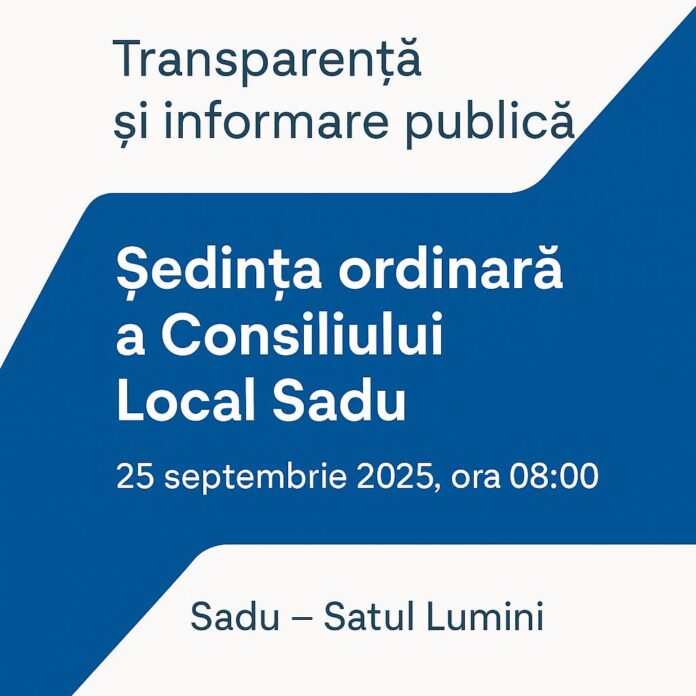 Ședința Consiliului Local Sadu desfășurată în sala de ședințe a primăriei.