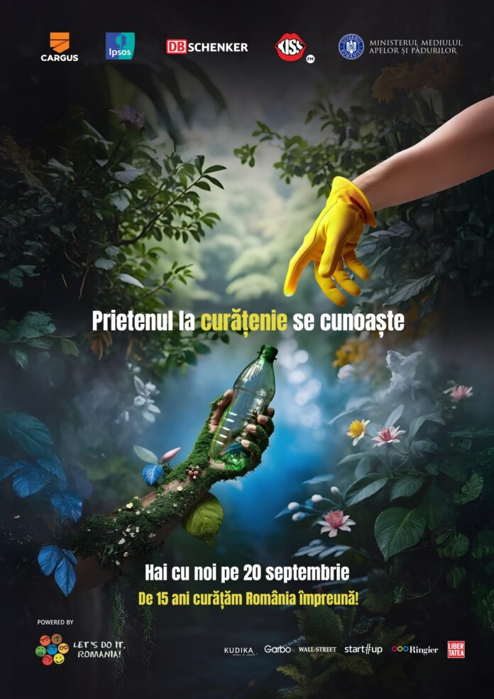 Voluntari din Șeica Mare la Ziua Curățeniei Naționale, strângând deșeuri din natură