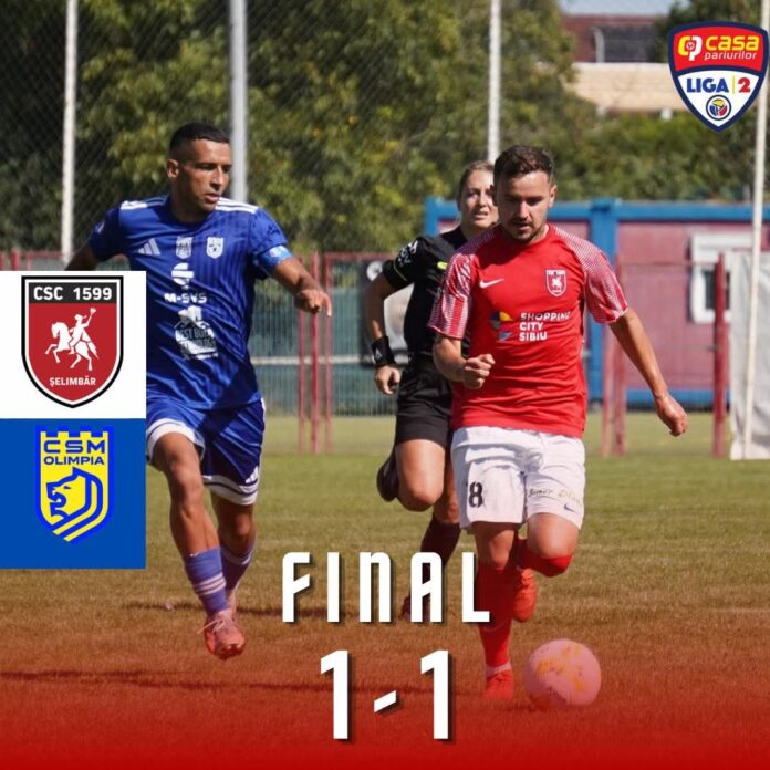 Jucătorii CSC Șelimbăr sărbătoresc primul punct obținut în campionat