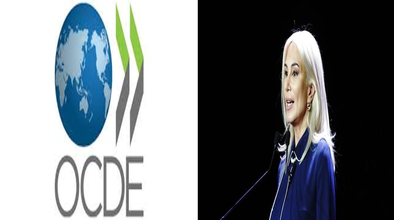 Raluca Turcan anunță aderarea României la OCDE în 2026, pe ecranul unui dispozitiv mobil.