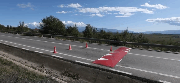 Screenshot hartă cu amplasarea calmatoarelor de trafic de pe DJ 106 și DJ 106 A, Sibiu