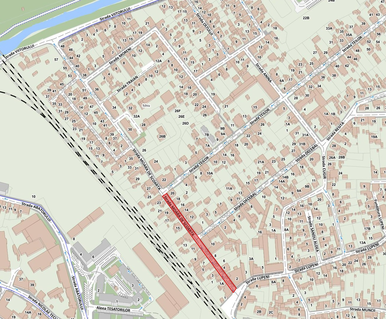 Harta restricțiilor de trafic pe strada Moara de Scoarță din cauza lucrărilor la conducta de gaz