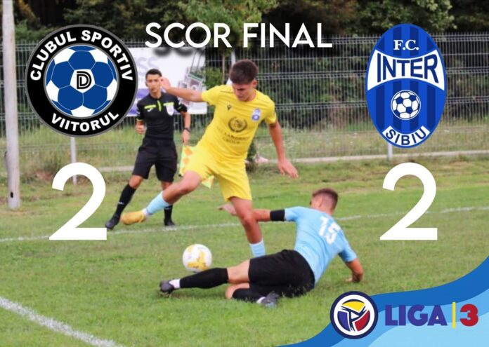 Inter Sibiu egal în meciul de fotbal, celebrarea echipei după gol