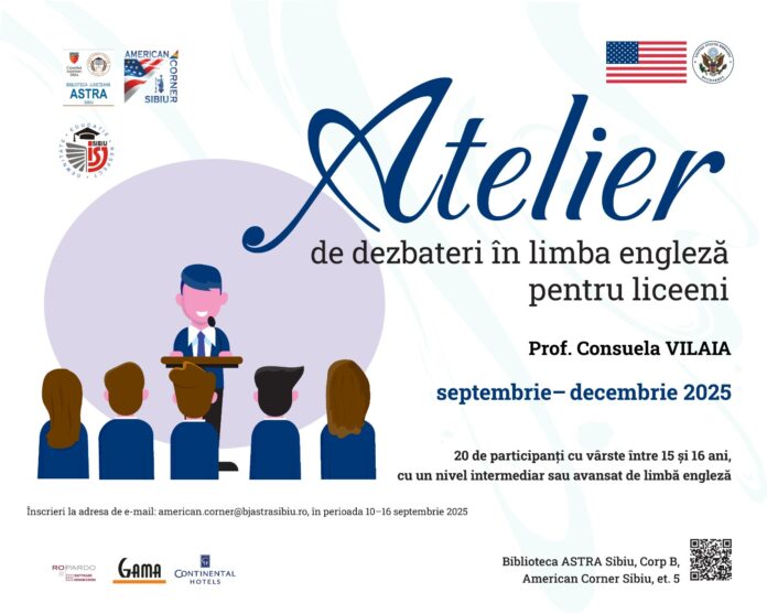 Liceeni participă la un atelier de dezbateri în engleză, organizat la American Corner Sibiu