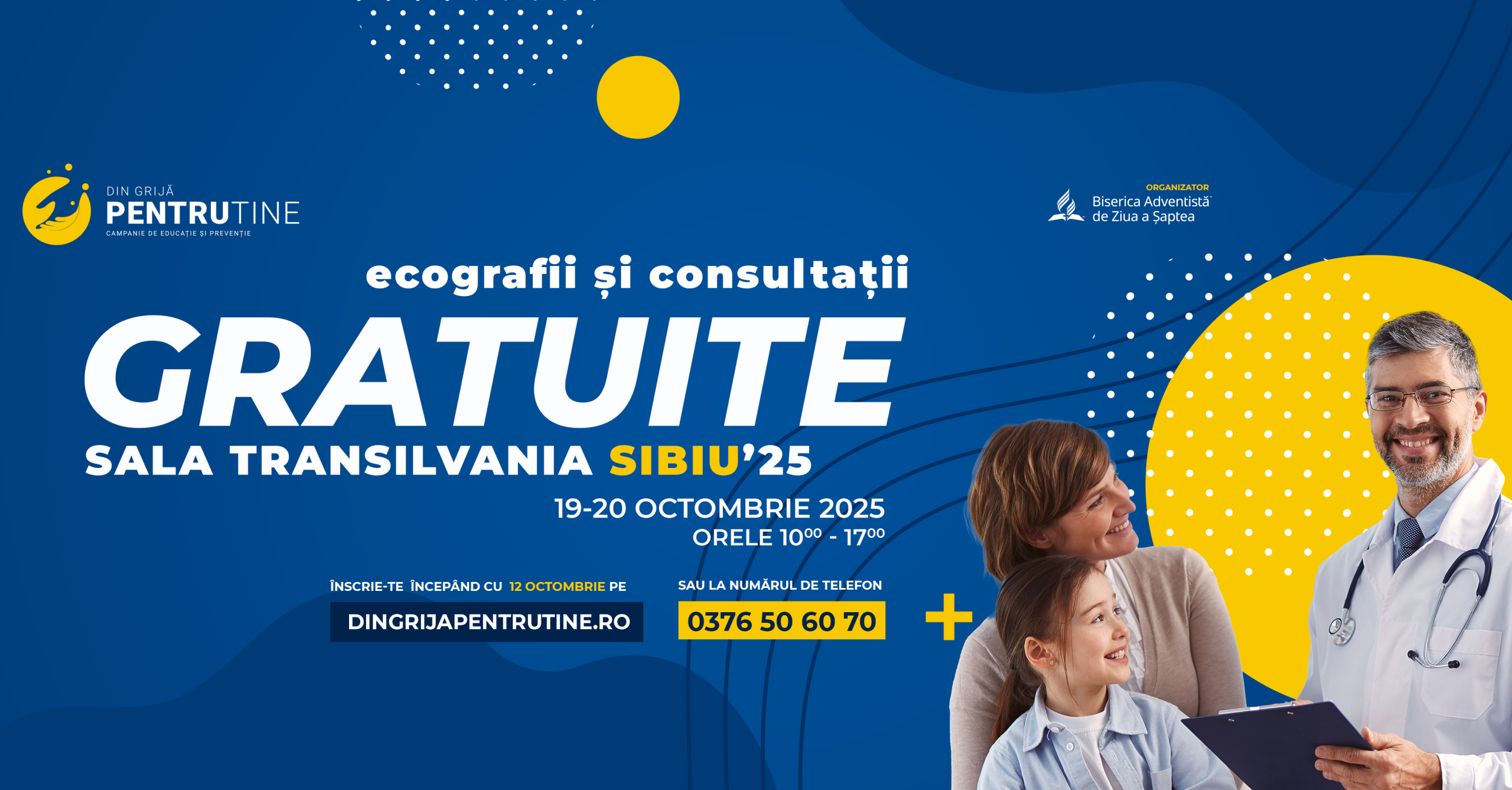 Header Facebook campanie consultații gratuite Sibiu și spital mobil Din Grijă pentru Tine