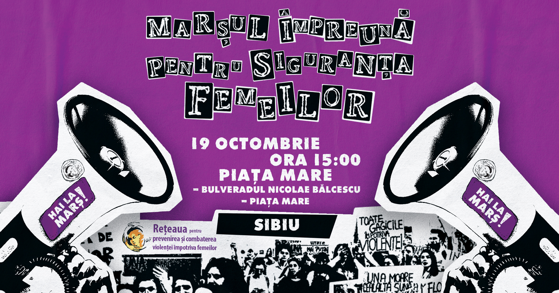 Marș Sibiu Femei - participantii se aduna in Piata Mare pentru solidaritate și siguranță