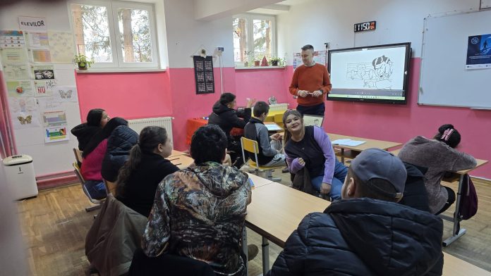 Prezentare interactivă cu materiale vizuale pentru educație anti-fumat în cadrul școlii inclusive.