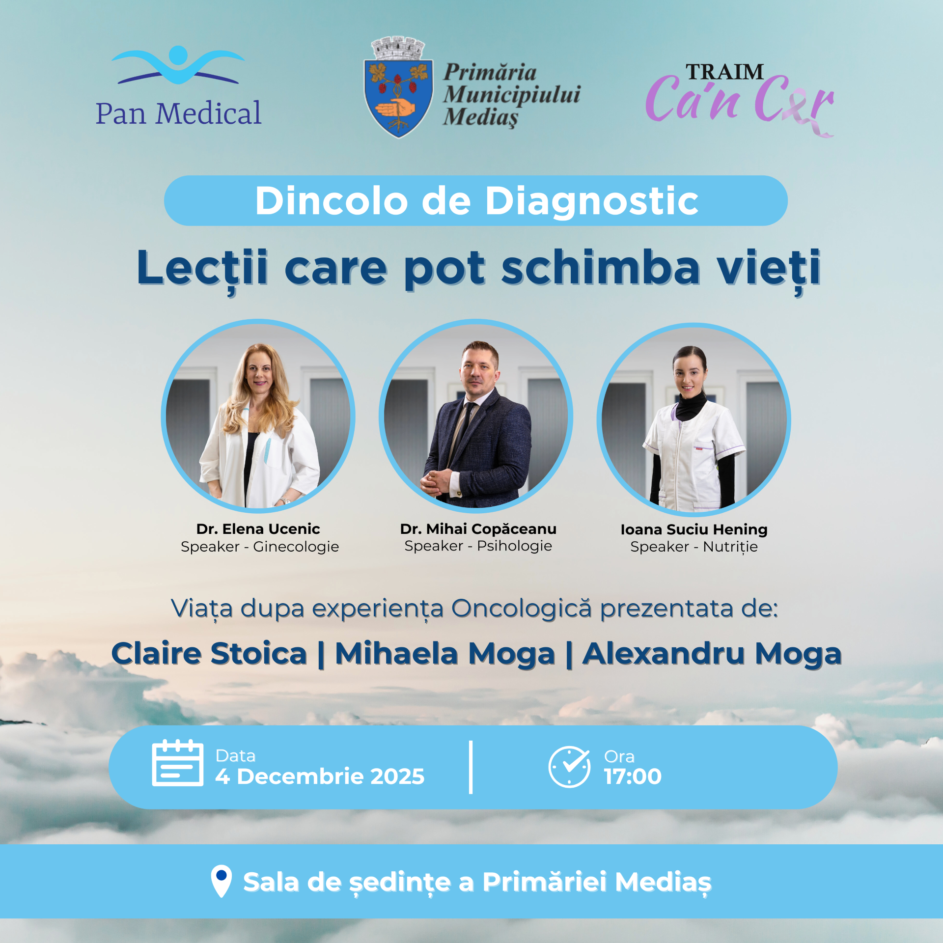 Poster informativ pentru evenimentul de prevenție a afectiunilor oncologice