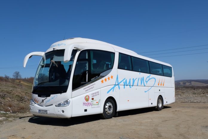 Autobuz Amring SRL pe una dintre noile rute județene preluate în Sibiu.