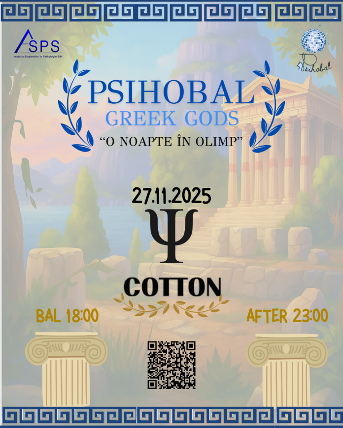 Poster vertical Psihobal 2025 pentru transformarea studenților în zei