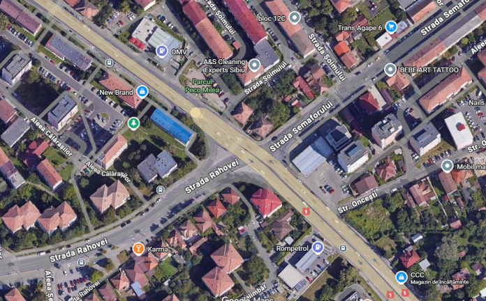 Plan de ansamblu sau schemă a proiectului pasajului subteran Sibiu pe hârtie