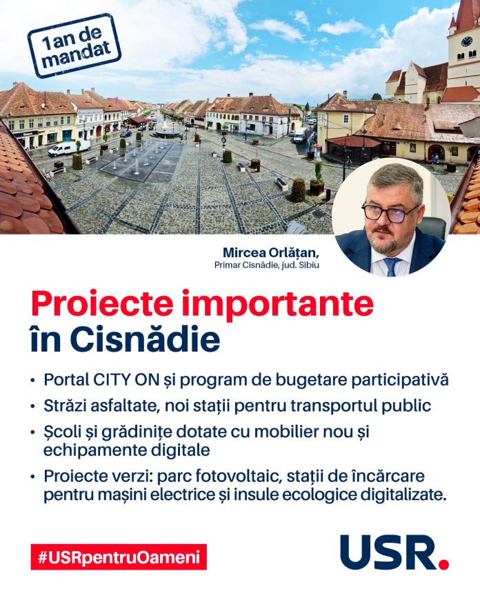 Primarul Mircea Orlățan de la USR, lăudat de conducerea națională a partidului după primul an la Cisnădie