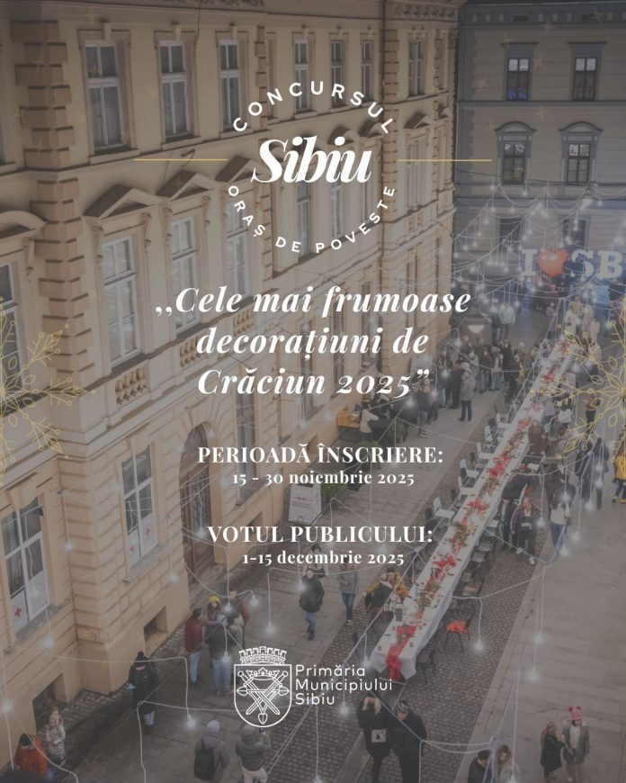 Primăria Sibiu decorată pentru Crăciun, transformând orașul într-un adevărat Oraș de Poveste