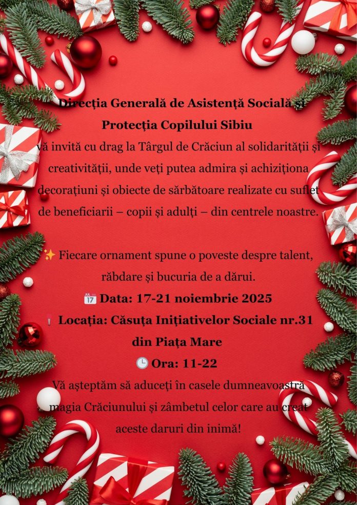 Copii și adulți din DGASPC Sibiu vând obiecte handmade la Târgul de Crăciun, susținând creativitatea