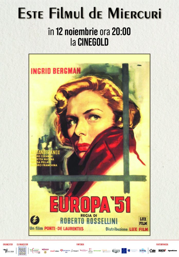 Afisul filmului „Europa '51” de Roberto Rossellini pentru proiecția ESTE Filmul de Miercuri la Sibiu