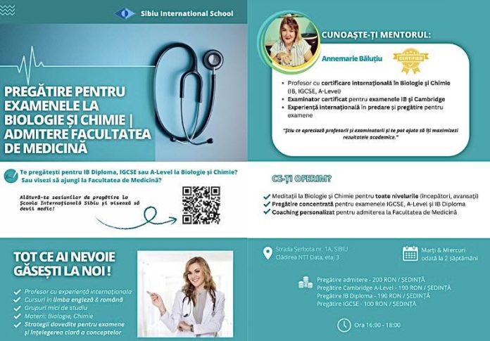 Cadre didactice și studenți la un seminar de pregătire pentru admiterea la Medicină, Sibiu