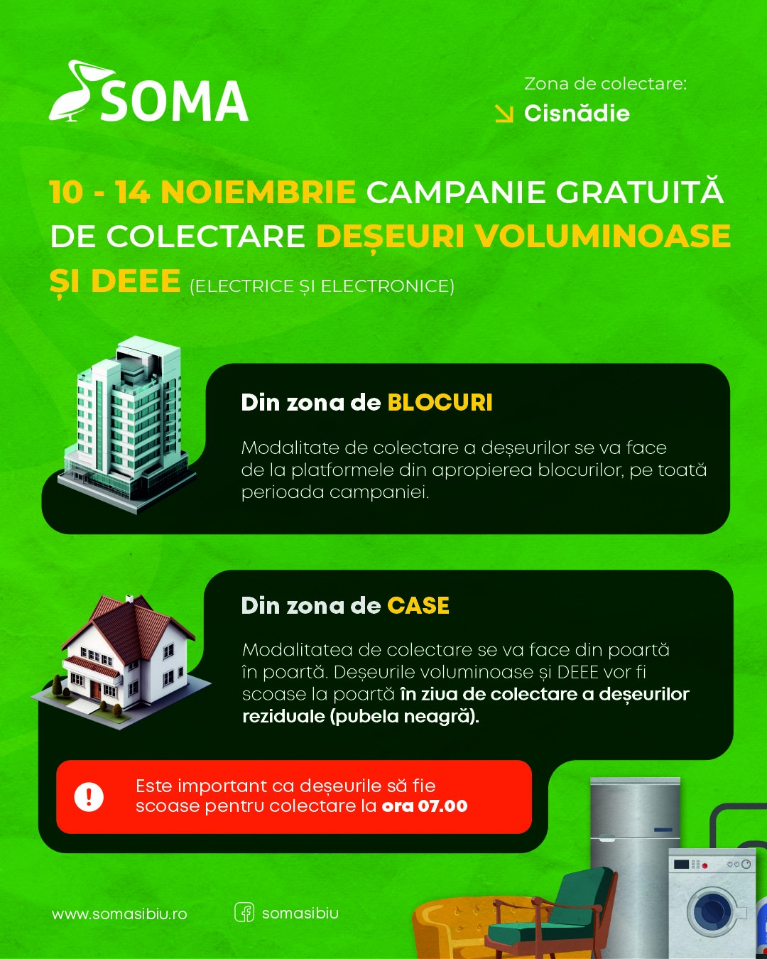 Campanie gratuită de colectare deșeuri voluminoase și electrice la Cisnădie