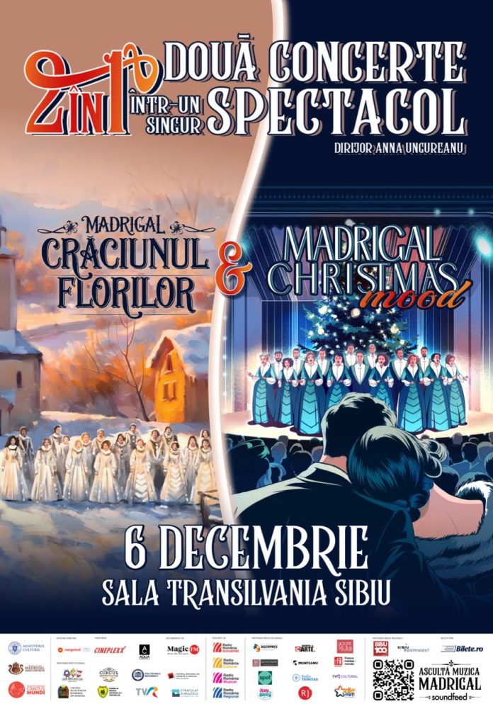 Publicul și atmosfera festivă la concertul de Crăciun al Corului Madrigal din Sibiu.