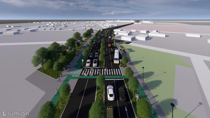 Calea Șurii Mari după reabilitare, cu asfalt nou și marcaje rutiere proaspete