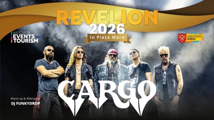 Revelion 2025 în Piața Mare din Sibiu, cu mulțime sărbătorind spectacolul trupei Cargo și DJ Funky Drop