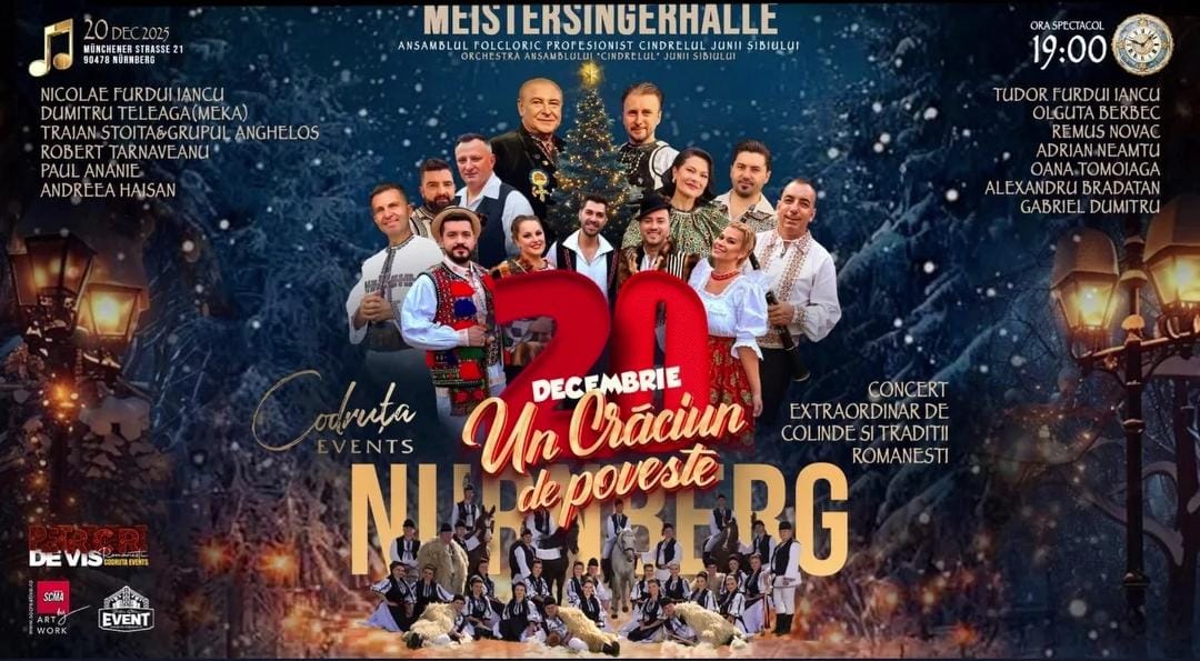 Junii Sibiului în costum tradițional la evenimentul Un Crăciun de poveste din Nürnberg