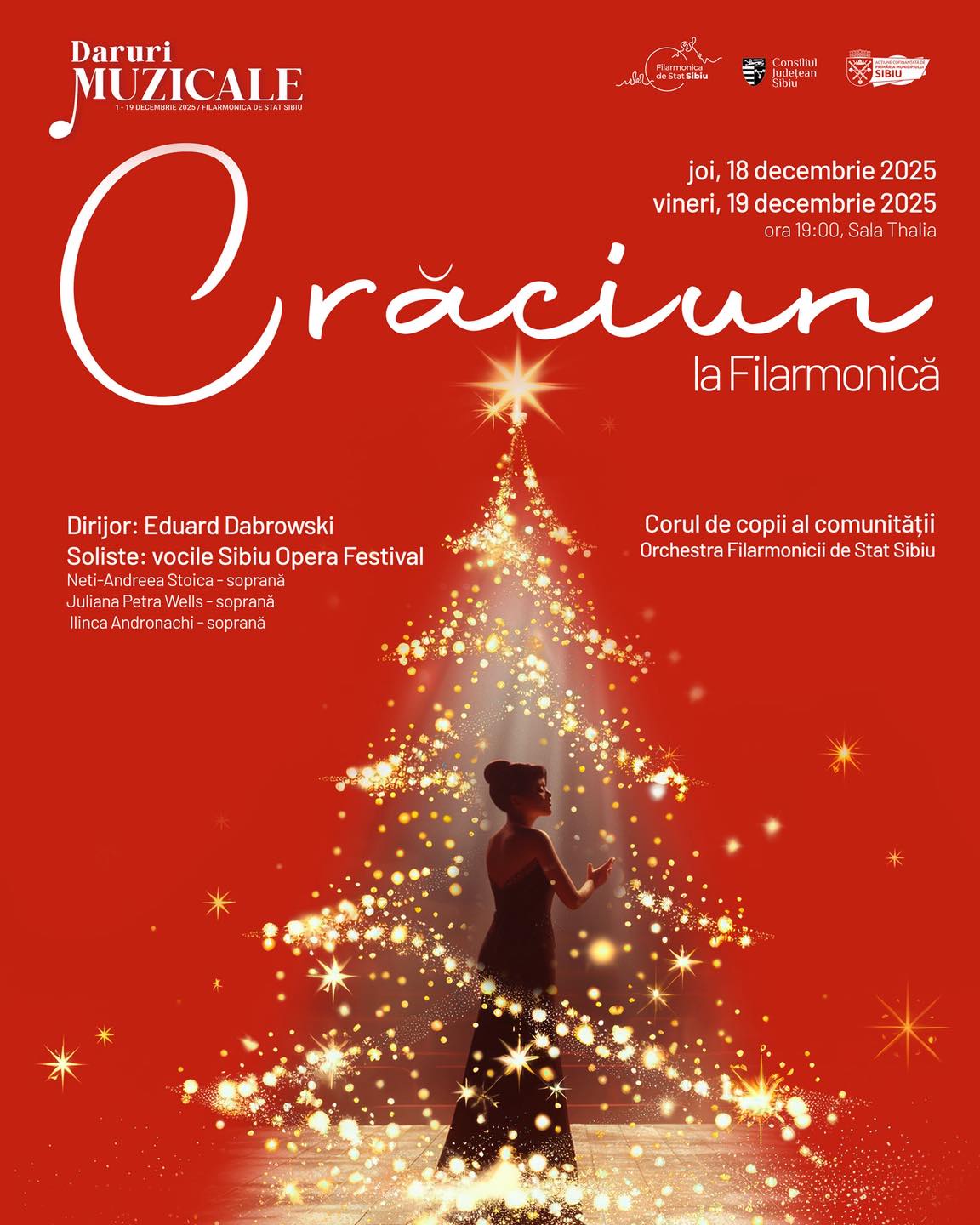 Filarmonica de Stat Sibiu cântă colinde de Crăciun la Sala Thalia, în fața unui public încântat.