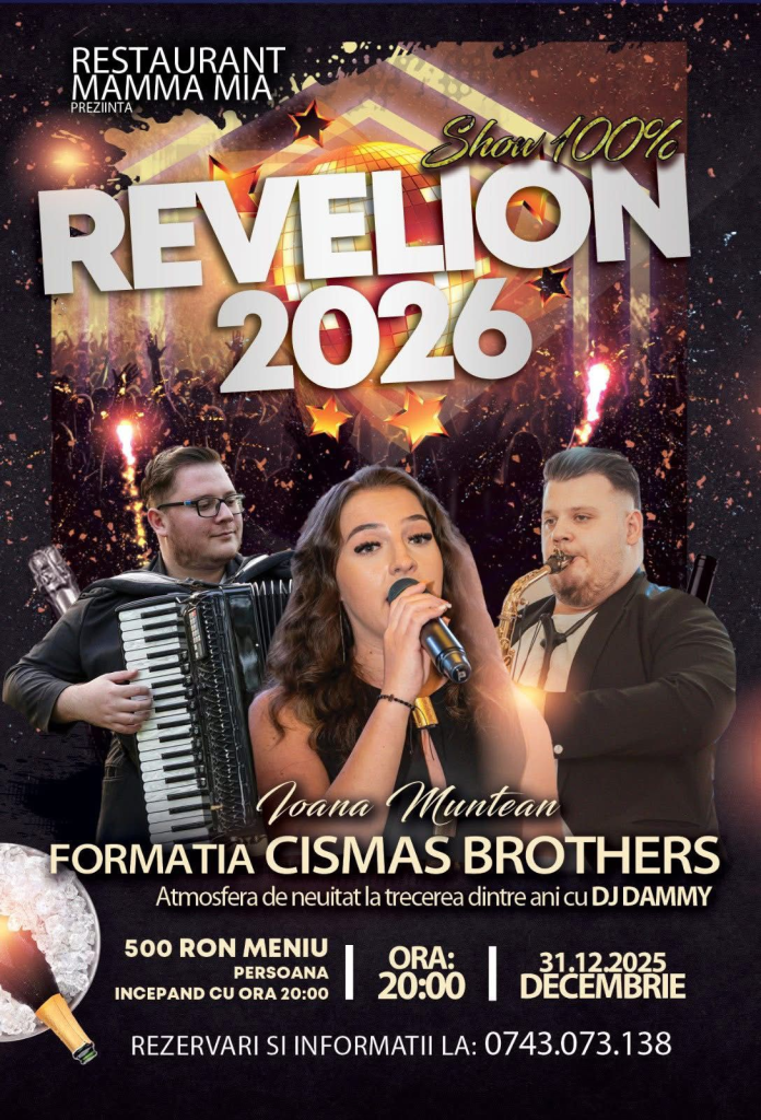 Revelion 2026 la Mamma Mia: scenă cu trupă de muzică live pentru o noapte memorabilă