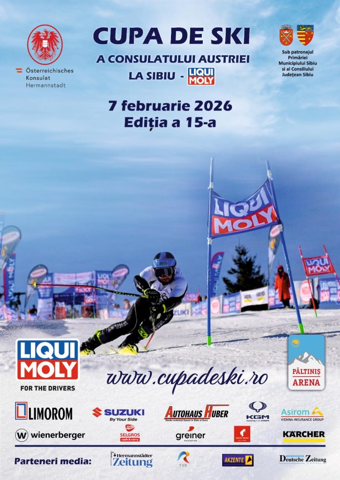 Concurenți la startul Cupei de Ski a Consulatului Austriei la Sibiu, organizată de Liqui Moly