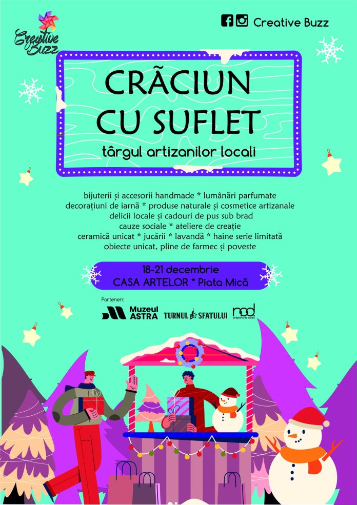 Afisul oficial al evenimentului Creative Buzz ediția 40, cu data și locația în Piața Mică