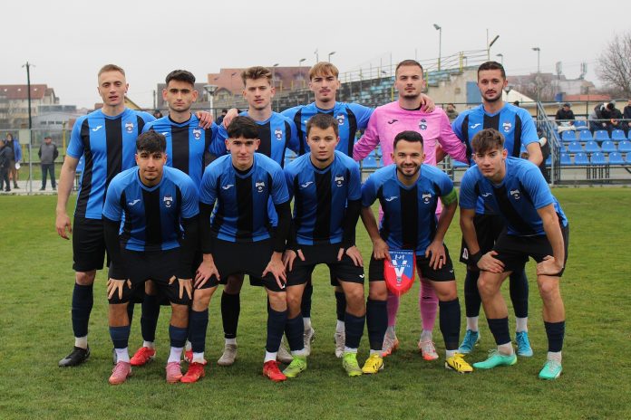 Celebrarea unei situații de joc de către Inter Sibiu în liga a treia.
