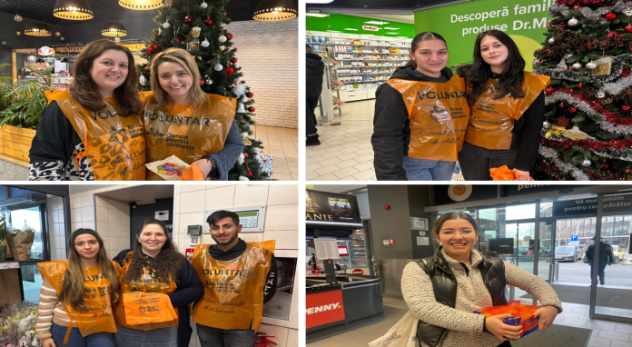 Voluntari Banca pentru Alimente Sibiu cu colectă de cadouri pentru Moș Nicolae.