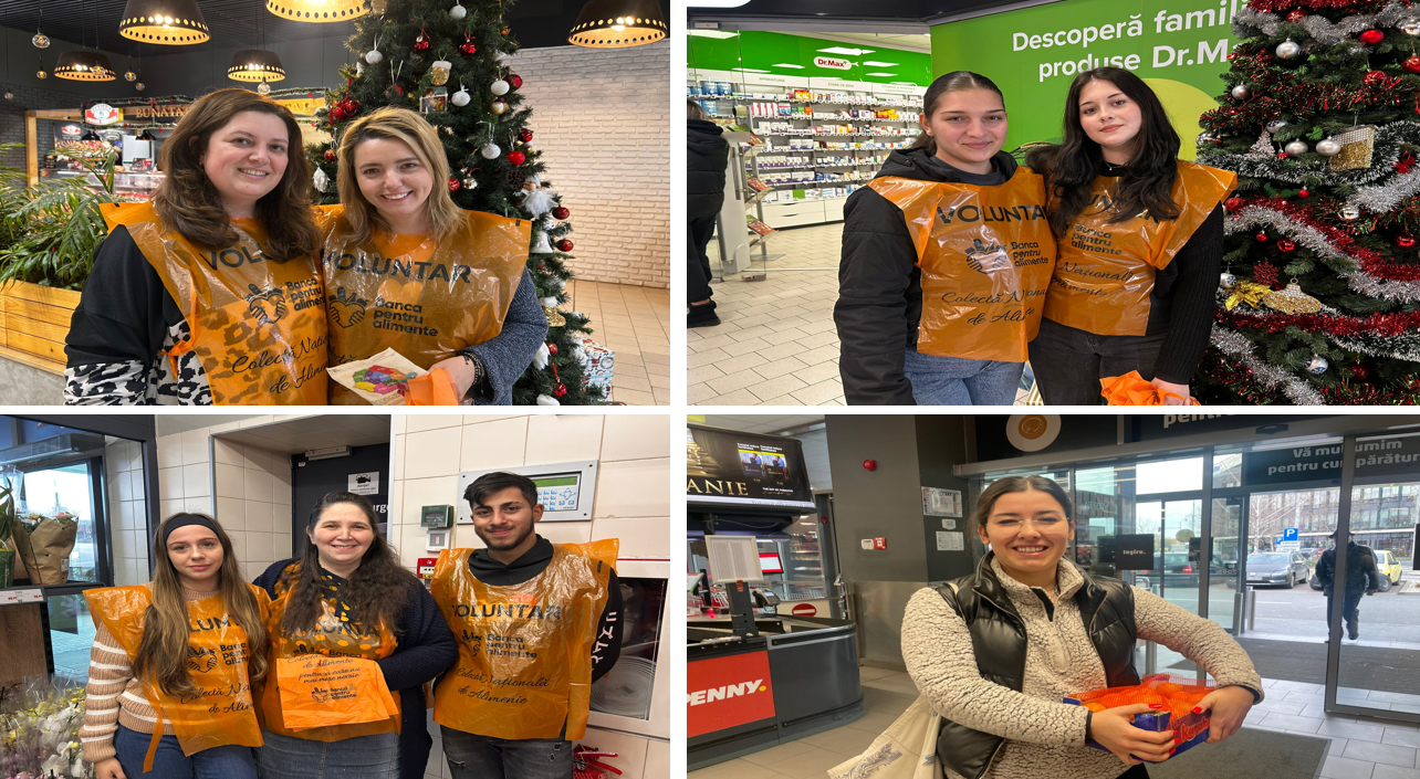 Voluntari Banca pentru Alimente Sibiu cu colectă de cadouri pentru Moș Nicolae.