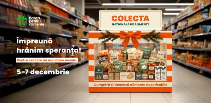 Voluntari strâng alimente pentru Colecta Națională de Crăciun