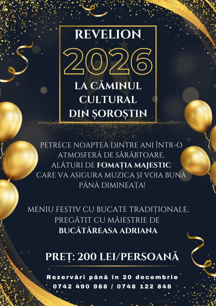 Locuitorii din Șeica Mică la petrecerea de Revelion cu muzică și bucate tradiționale în Căminul Cultural.