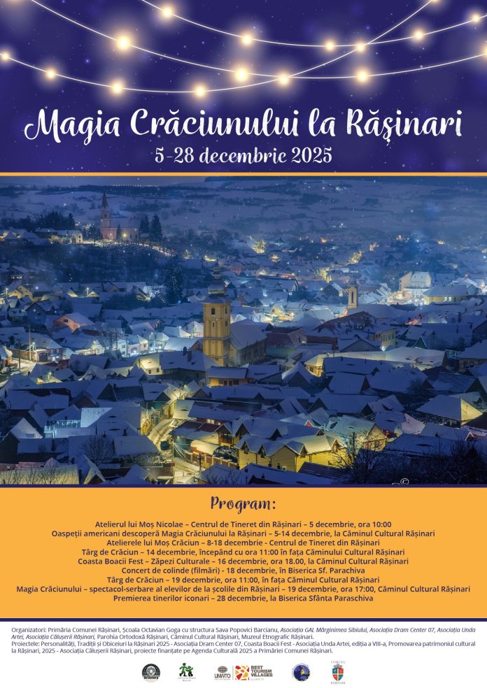 Comunitatea Rășinariului adunată la evenimentul Magia Crăciunului cu colinde și ateliere festive