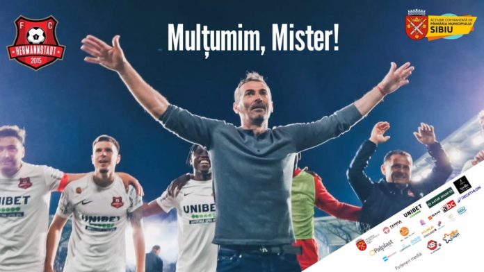 Florin Măldărășanu, fost antrenor al FC Hermannstadt, în timpul unui meci.
