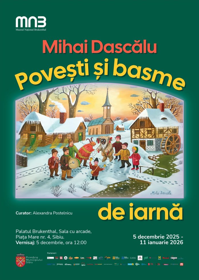 Afis expozitie Mihai Dascălu Povești și basme de iarnă la Muzeul Național Brukenthal