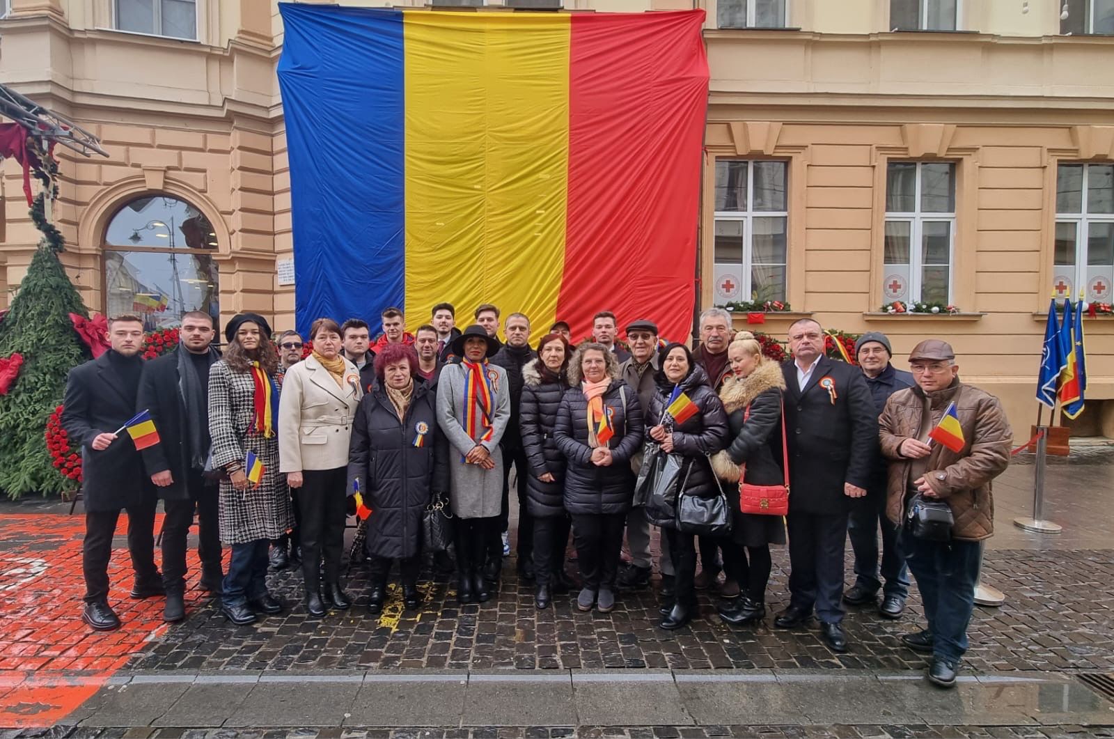Mesajul PSD Sibiu pentru Ziua Națională a României, afișat pe un ecran de telefon