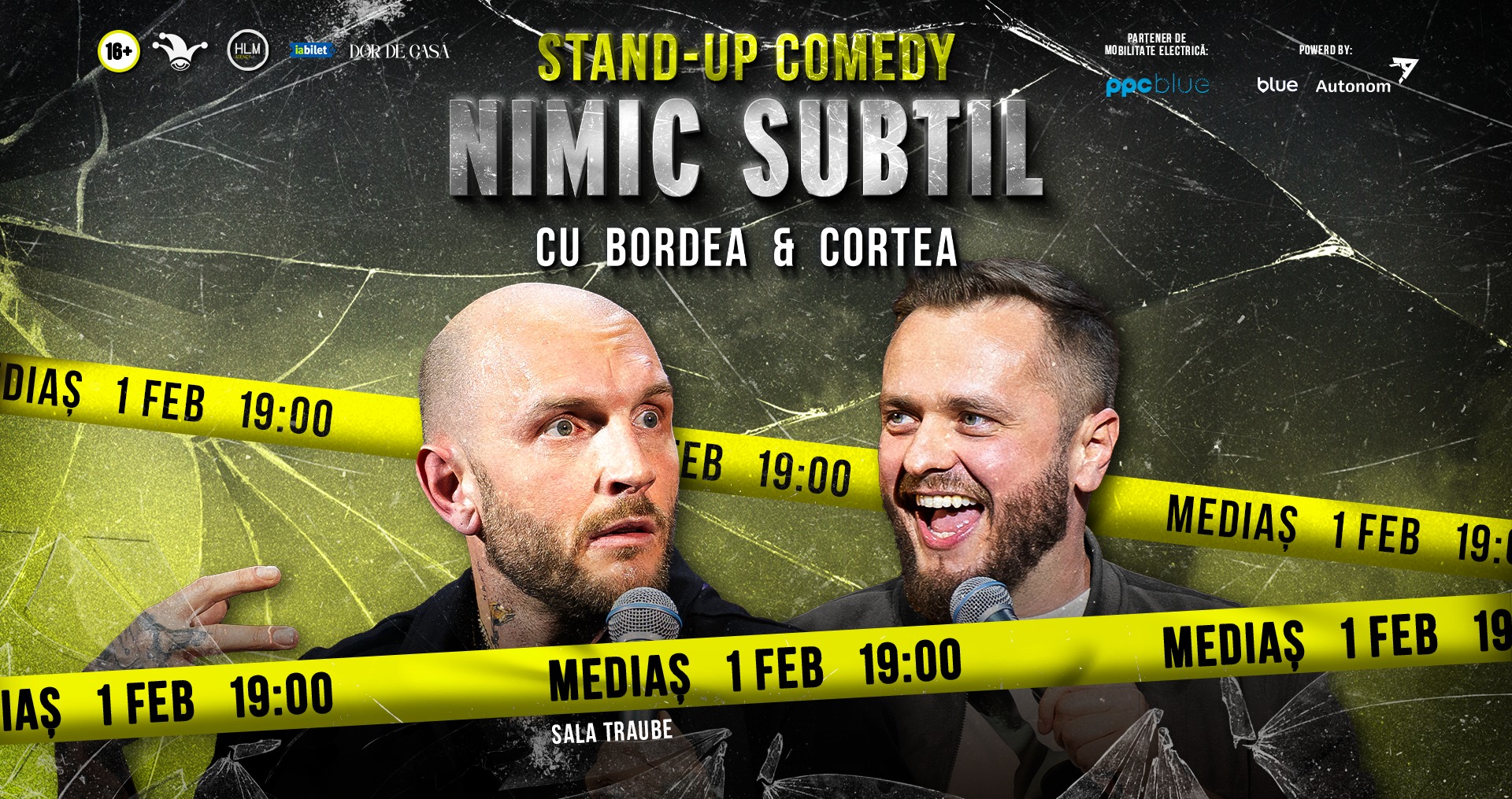 Afis spectacol stand-up comedy Nimic Sublim la Sala Traube Mediaș