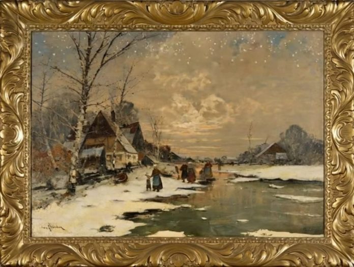 Pictură unicat hibernal secolul XIX, expusă la Muzeul Național Brukenthal