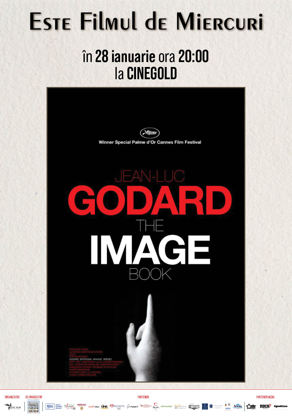 Afisul filmului „Le Livre d’image” de Jean-Luc Godard pentru Godard film screening