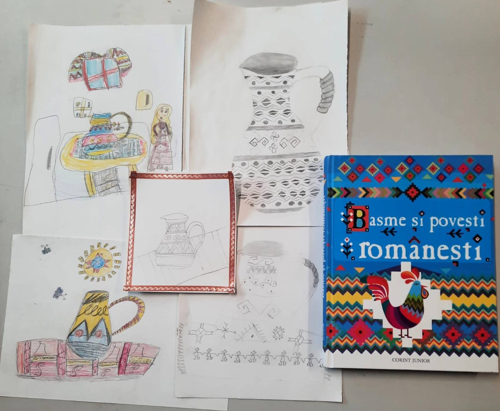 Copiii participă la un atelier de creație artistică dedicat Zilei Unirii Principatelor Române.