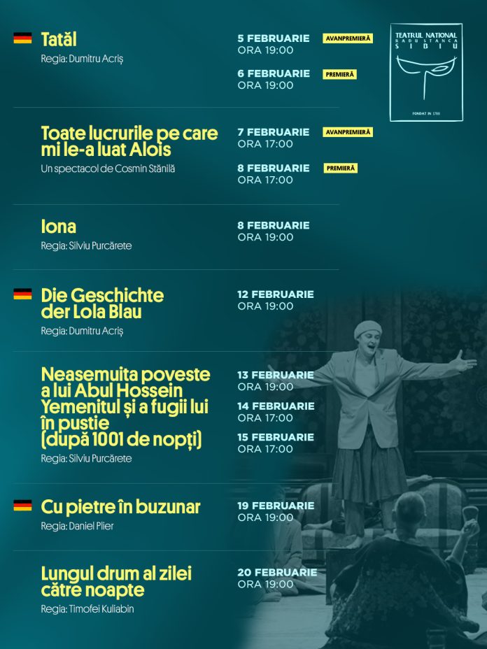 Sală de spectacol elegantă la Teatrul Național Sibiu, așteptând publicul
