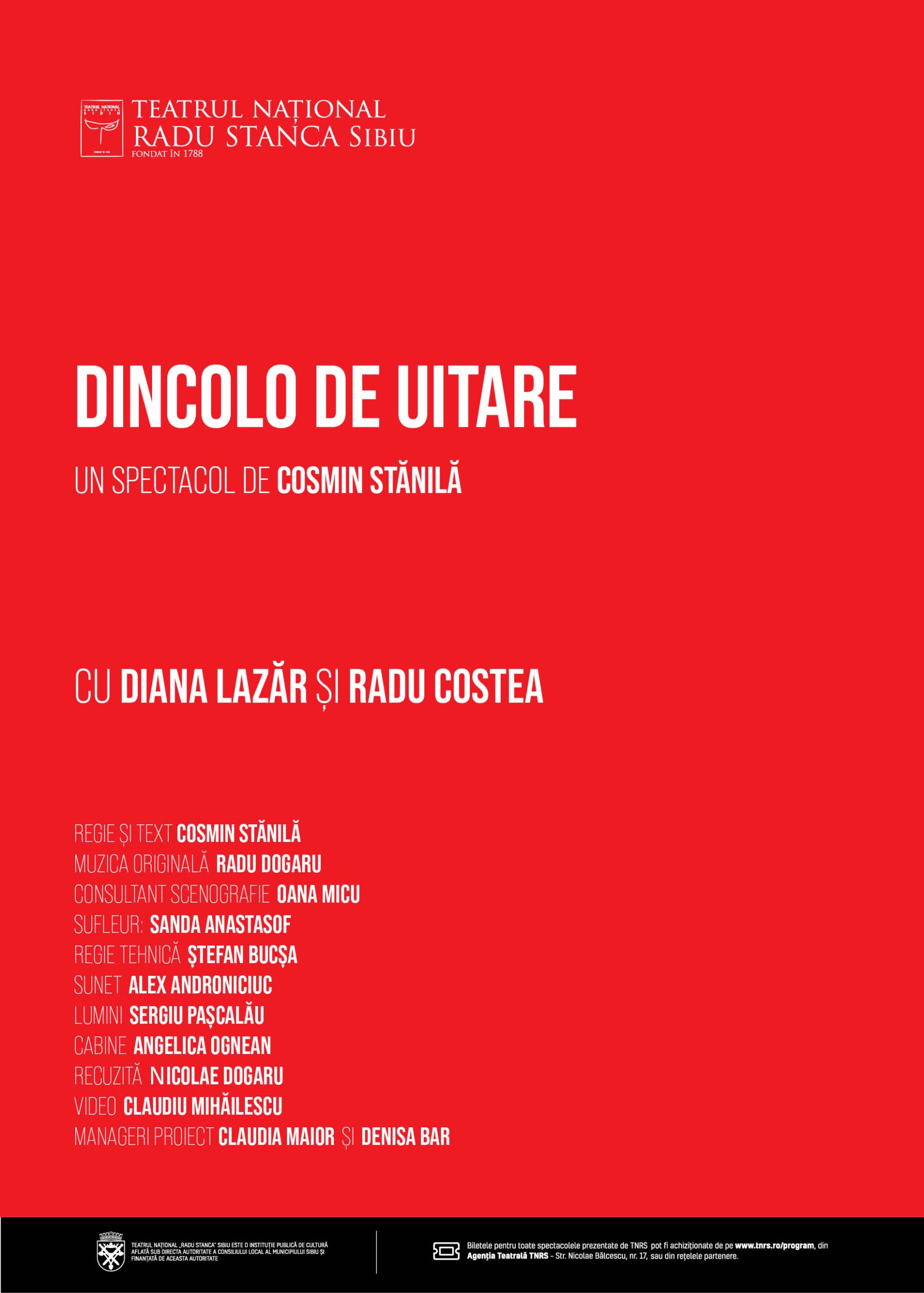 Premiera Dincolo de uitare, spectacol regizat de Cosmin Stănilă la TNRS
