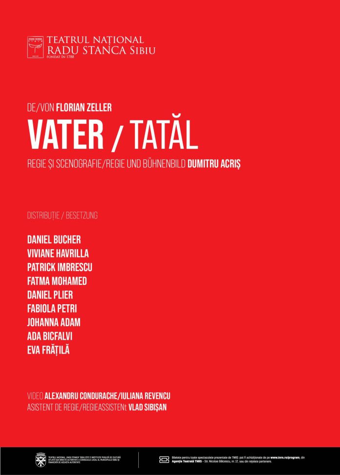 Poster sau scenă din piesa „Vater” / „Tatăl”, premiera Secției germane a TNRS.